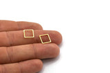 Brass Square Charm, 100 Raw Brass Square Connectors, Findings (10x0.80mm) A6798