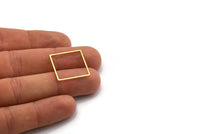Brass Square Charm, 50 Raw Brass Square Connectors, Findings (21x0.80mm) A6796