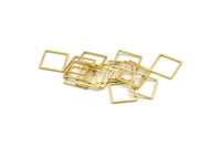 Brass Square Charm, 50 Raw Brass Square Connectors, Findings (14x0.80mm) A6797