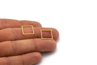 Brass Square Charm, 50 Raw Brass Square Connectors, Findings (14x0.80mm) A6797