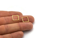Brass Square Charm, 50 Raw Brass Square Connectors, Findings (12x0.80mm) A6799