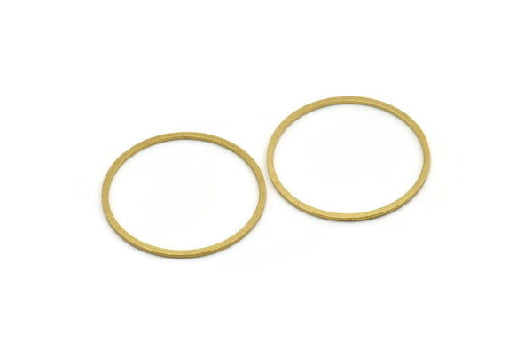 36mm Circle Connectors - 12 Raw Brass Circle Connectors (36x1.4x1mm) A6780