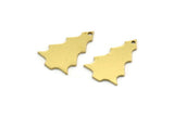 Brass Tree Charm, 12 Raw Brass Tree Charms With 1 Hole, Pendant, Findings (23x15x0.80mm) A6779