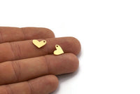 Brass Heart Charm, 24 Raw Brass Heart Charms With 1 Hole, Findings (11.5x8x0.80mm) A6782