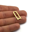 D Shape Rings - 12 Raw Brass D Shape Charms With 1 Hole, Findings (27x10x0.80mm) A6777
