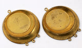 Vintage Earring Finding, 2 Vintage Raw Brass Pendant Setting With Cameo Base With 3 Loops (20mm) 