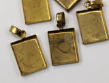 10 Vintage Raw Brass Rectangle Pendant And Earring Setting With 16x12 Mm Cameo Base