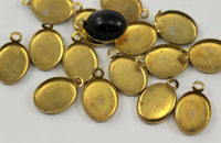 10 Vintage Raw Brass Pendant Setting with 8x10 mm Cameo Base B-15