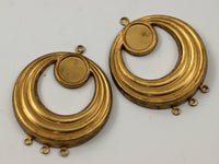 2 Vintage Raw Brass Pendant Setting With 9 Mm Cameo Base And 3 Loops