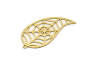 Brass Spider Web Charm, 6 Raw Brass Spider Web Charms With 1 Loop, Charm Pendants, Findings (34x17x0.60mm) SMP0338