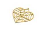 Brass Heart Charm, 4 Raw Brass Spider Web Charms With 1 Loop, Charm Pendants, Findings (28x28x0.60mm) SMP0340 A5890