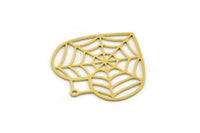 Brass Heart Charm, 4 Raw Brass Spider Web Charms With 1 Loop, Charm Pendants, Findings (28x28x0.60mm) SMP0340 A5890