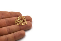 Brass Heart Charm, 4 Raw Brass Spider Web Charms With 1 Loop, Charm Pendants, Findings (28x28x0.60mm) SMP0340 A5890