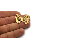 Brass Butterfly Charm, 4 Raw Brass Butterfly Charms With 1 Loop, Earring Findings (27x34x0.60mm) SMP0341