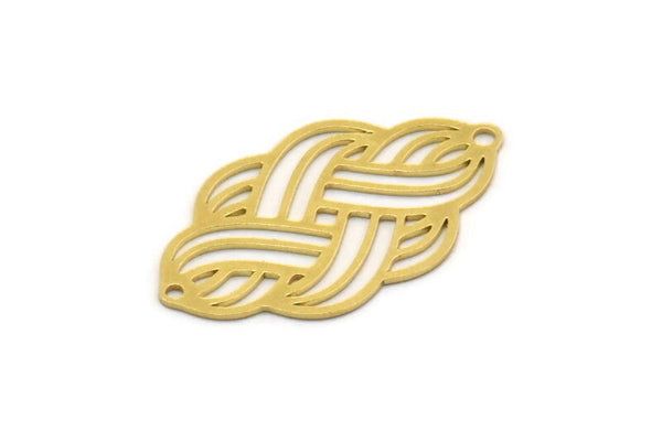 Brass Ethnic Charm, 6 Raw Brass Ethnic Motif Charms With 2 Loops, Earring Charms, Connectors (32x18x0.60mm) SMP0342