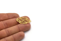 Brass Ethnic Charm, 6 Raw Brass Ethnic Motif Charms With 2 Loops, Earring Charms, Connectors (32x18x0.60mm) SMP0342