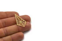 Brass Diamond Charm, 6 Raw Brass Spider Web Charms With 1 Loop, Charm Pendants, Findings (36x20x0.60mm) SMP0347