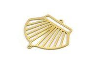 Brass Shell Charm, 4 Raw Brass Sea Shell Shaped Charms With 2 Loops, Earring Findings, Connectors (29x30x0.60mm) SMP0349