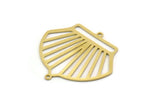 Brass Shell Charm, 4 Raw Brass Sea Shell Shaped Charms With 2 Loops, Earring Findings, Connectors (29x30x0.60mm) SMP0349