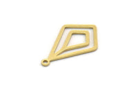 Brass Diamond Charm, 12 Raw Brass Diamond Shaped Charms With 1 Loop, Pendant Findings (20x12x0.60mm) SMP0352