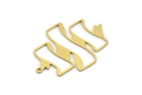 Brass Ribbon Charm, 4 Raw Brass Ribbon Shaped Charms With 1 Loop, Findings (37x27x0.80mm) SMP0353