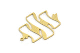 Brass Ribbon Charm, 4 Raw Brass Ribbon Shaped Charms With 1 Loop, Findings (37x27x0.80mm) SMP0353