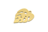Brass Monstera Charm, 12 Raw Brass Monstera Leaf Shaped Charms With 1 Loop, Pendant, Earring Findings (20x15x0.60mm) SMP0355