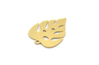 Brass Monstera Charm, 12 Raw Brass Monstera Leaf Shaped Charms With 1 Loop, Pendant, Earring Findings (20x15x0.60mm) SMP0355