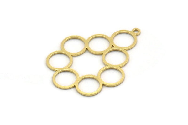 Brass Round Charm, 4 Raw Brass Round Shaped Charms With 1 Loop, Circles Charm, Pendants, Findings (31x23x0.60mm) SMP0357