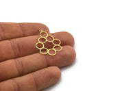 Brass Round Charm, 4 Raw Brass Round Shaped Charms With 1 Loop, Circles Charm, Pendants, Findings (31x23x0.60mm) SMP0357