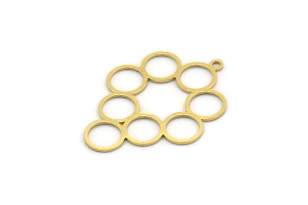 Brass Round Charm, 4 Raw Brass Round Shaped Charms With 1 Loop, Circles Charm, Pendants, Findings (31x23x0.60mm) SMP0358