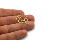 Brass Round Charm, 4 Raw Brass Round Shaped Charms With 1 Loop, Circles Charm, Pendants, Findings (31x23x0.60mm) SMP0358
