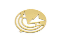 Brass Round Charm, 4 Raw Brass Mountain Charms With 1 Loop, Charm Pendants (32x30x0.60mm) SMP0360