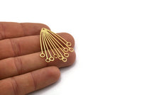 Brass Fringed Charm, 4 Raw Brass Fringe Shaped Charms With 1 Hole (44x32x0.80mm) SMP0362