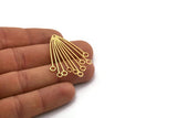 Brass Fringed Charm, 4 Raw Brass Fringe Shaped Charms With 1 Hole (44x32x0.80mm) SMP0362