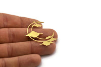 Brass Cloud Charm, 4 Raw Brass Crescent Moon Charms With 1 Loop, Earring Findings (40x32x0.80mm) SMP0367