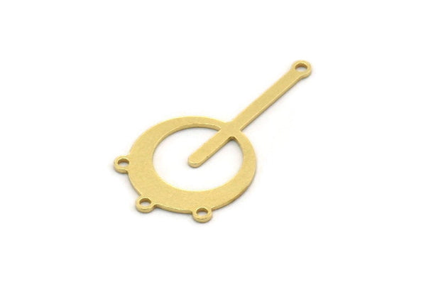 Brass Round Charm, 10 Raw Brass Round Shaped Charms With 4 Loops, Pendants, Findings (30x15x0.60mm) SMP0371