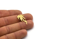 Brass Fire Charm, 12 Raw Brass Fire Shape Charms With 1 Hole, Findings (29x16x0.60mm) SMP0372