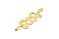 Brass Snake Charm, 4 Raw Brass Snake Shaped Charms With 1 Hole, Pendants, Findings (40x12x0.60mm) SMP0373