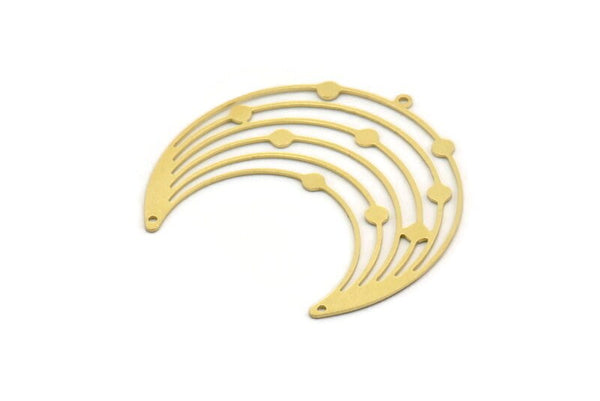 Brass Moon Charm, 2 Raw Brass Crescent Moon Charms With 1 Loop And 2 Holes, Findings (42x44x0.60mm) SMP0374