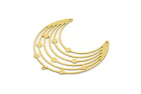 Brass Moon Charm, 2 Raw Brass Crescent Moon Charms With 1 Loop And 2 Holes, Findings (42x44x0.60mm) SMP0374