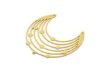 Brass Moon Charm, 2 Raw Brass Crescent Moon Charms With 1 Loop And 2 Holes, Findings (42x44x0.60mm) SMP0374