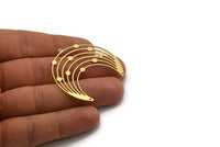 Brass Moon Charm, 2 Raw Brass Crescent Moon Charms With 1 Loop And 2 Holes, Findings (42x44x0.60mm) SMP0374