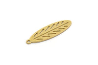Brass Leaf Charm, 12 Raw Brass Leaf Charms With 1 Loop, Charm Pendants, Findings (24x7x0.60mm) SMP0375
