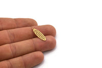 Brass Leaf Charm, 12 Raw Brass Leaf Charms With 1 Loop, Charm Pendants, Findings (24x7x0.60mm) SMP0375
