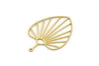 Brass Leaf Charm, 4 Raw Brass Leaf Charms With 1 Loop, Charm Pendants (36x25x0.60mm) SMP0376