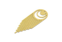 Brass Round Charm, 6 Raw Brass Round Charms With 1 Hole, Fringed Charms, Findings (45x16x0.60mm) SMP0378