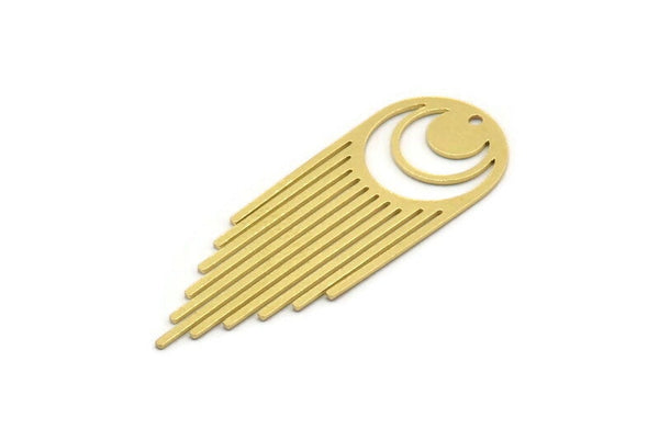 Brass Round Charm, 6 Raw Brass Round Charms With 1 Hole, Fringed Charms, Findings (45x16x0.60mm) SMP0378