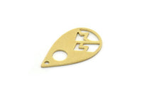 Brass Drop Charm, 12 Raw Brass Mountain Charms With 1 Hole, Sun Rising Charms, Findings (20x12x0.60mm) SMP0379