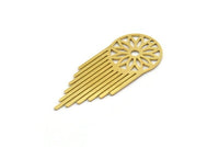 Brass Round Charm, 6 Raw Brass Round Charms With 1 Hole, Fringed Charms, Flower Findings (43x17x0.60mm) SMP0380